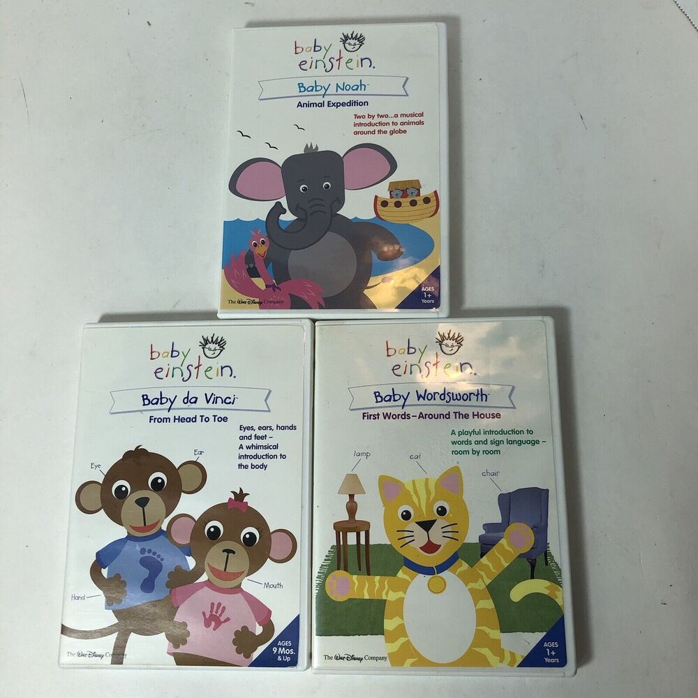 Baby Einstein Lot of 3 DVDs Early Education Learn Noah‎ Wordsworth da Vinci B1